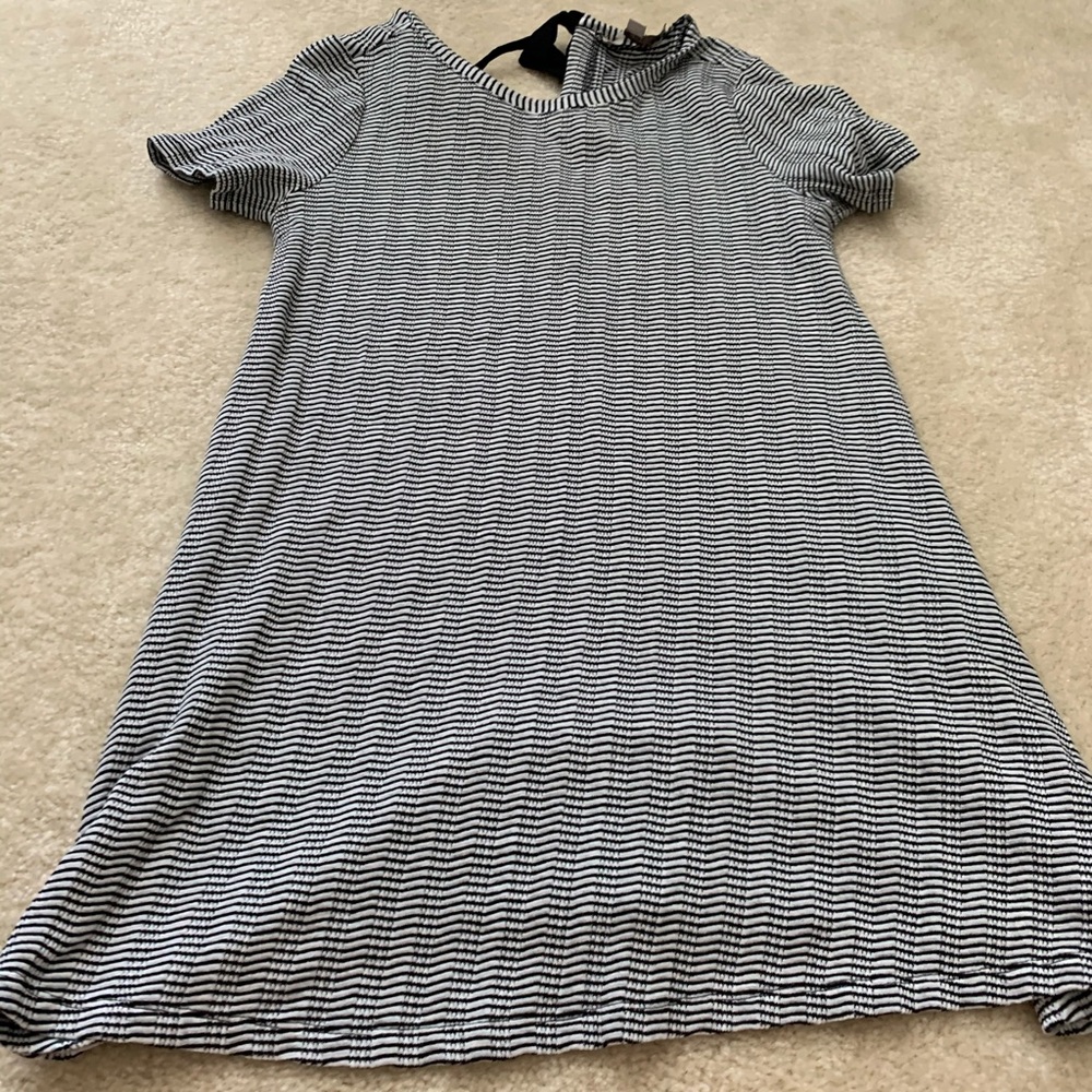 LOFT Black and White Striped Mini Dress